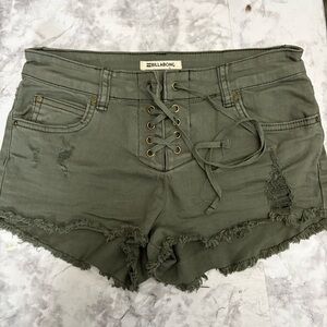 Billabong Green Distressed Jean Shorts NWOT